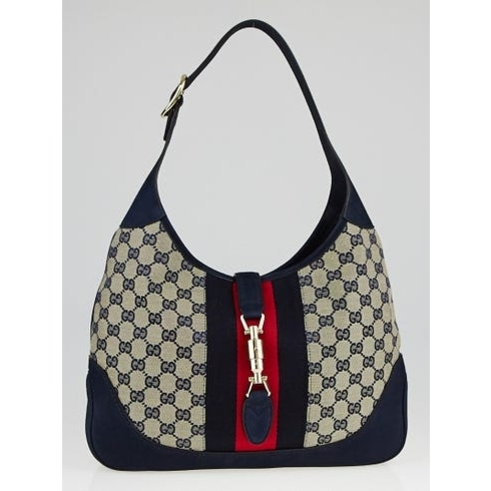 Gucci Beige and Navy Hobo Bag